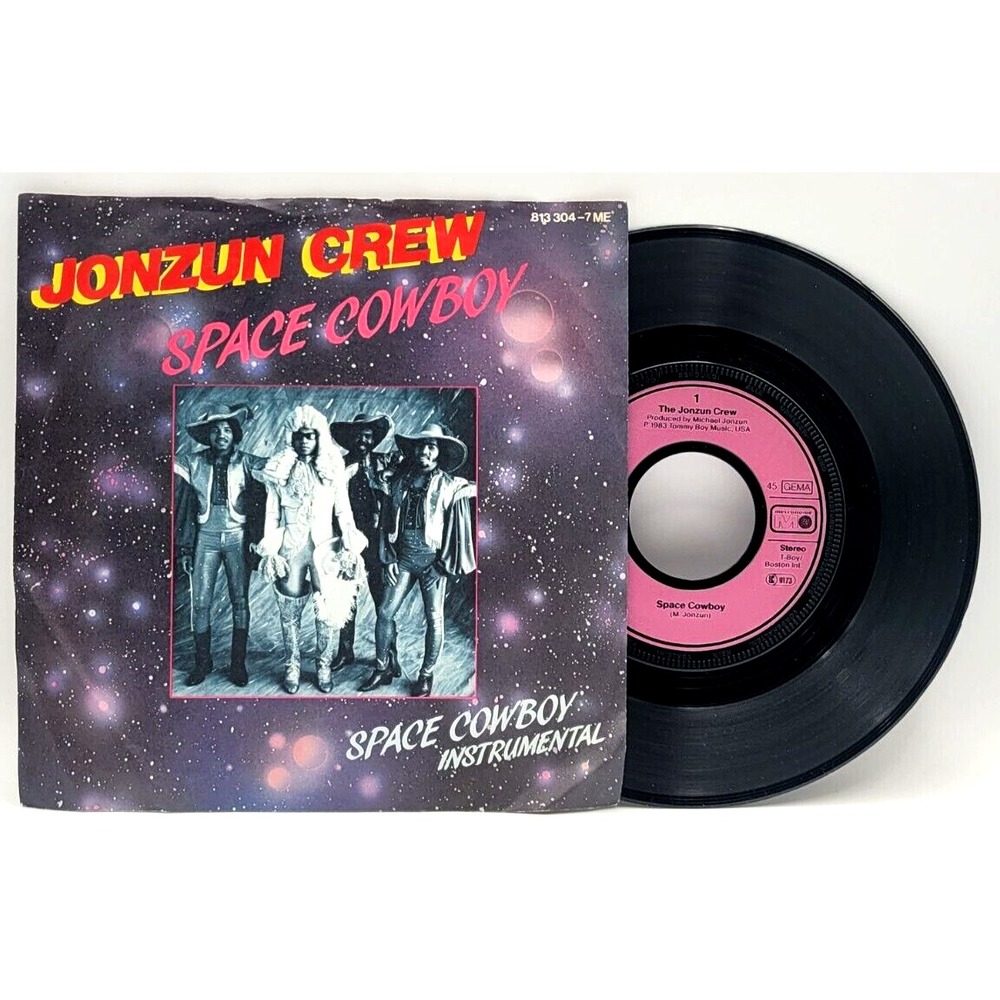 JONZUN CREW - SPACE COWBOY - ELECTRO HIP HOP ‎ PICTURE SLEEVE & 45 IMPORT
